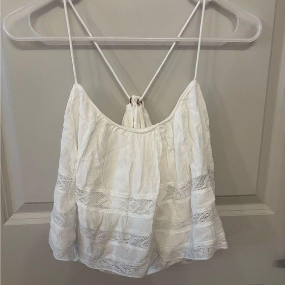 Free People white lace cropped flowy cami blouse size L - Picture 13 of 15